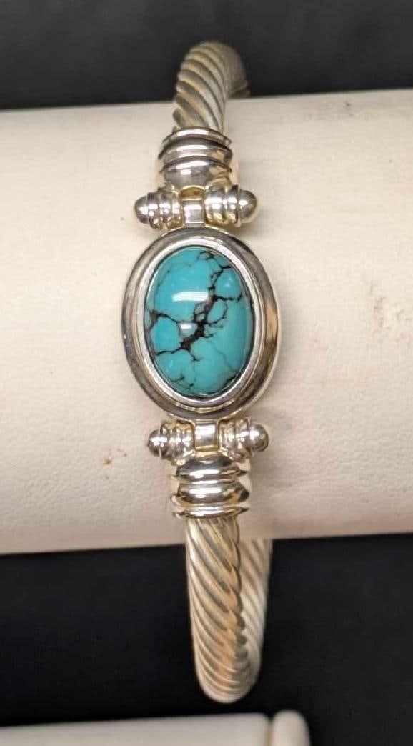 Joseph Esposito Sterling Signatures Cuff Bracelet Turquoise Red Jasper (1 of 10)