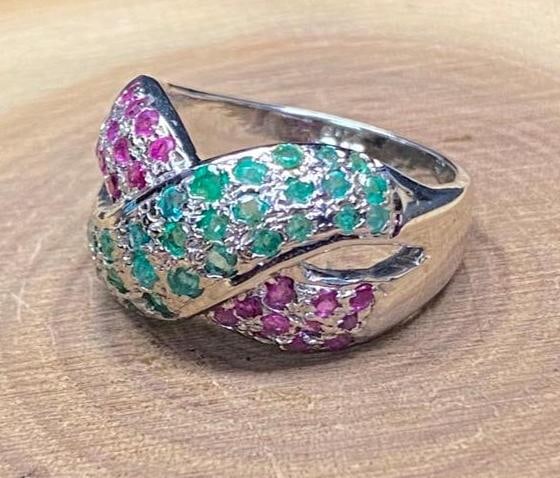 Sterling Silver Ruby & Emerald Ring (1 of 6)