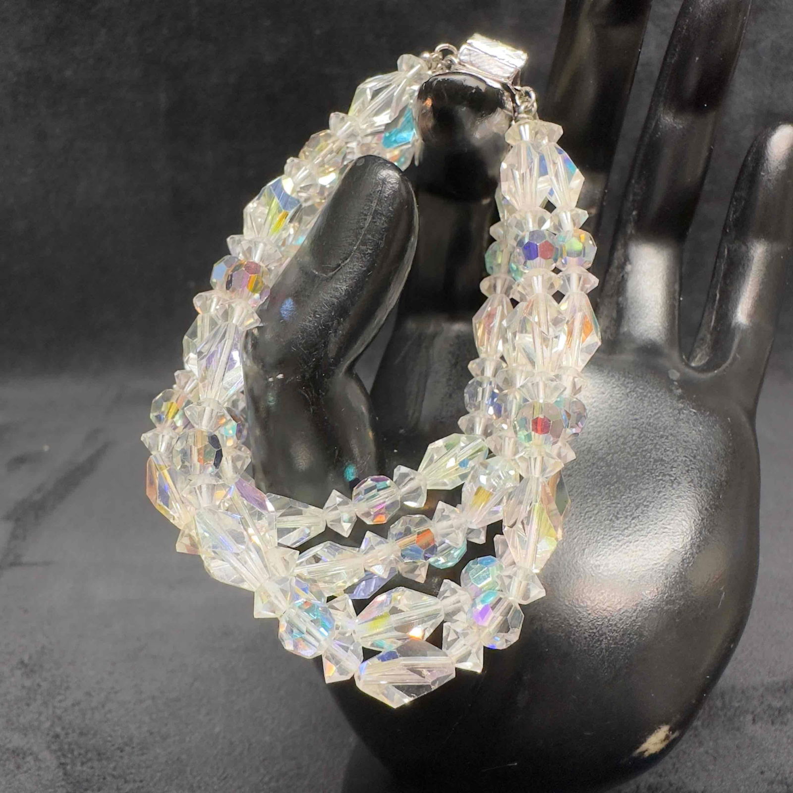 Vendome Five Strand Clear Glass Beaded Rhinestone Bracelet H89 (1 of 8)