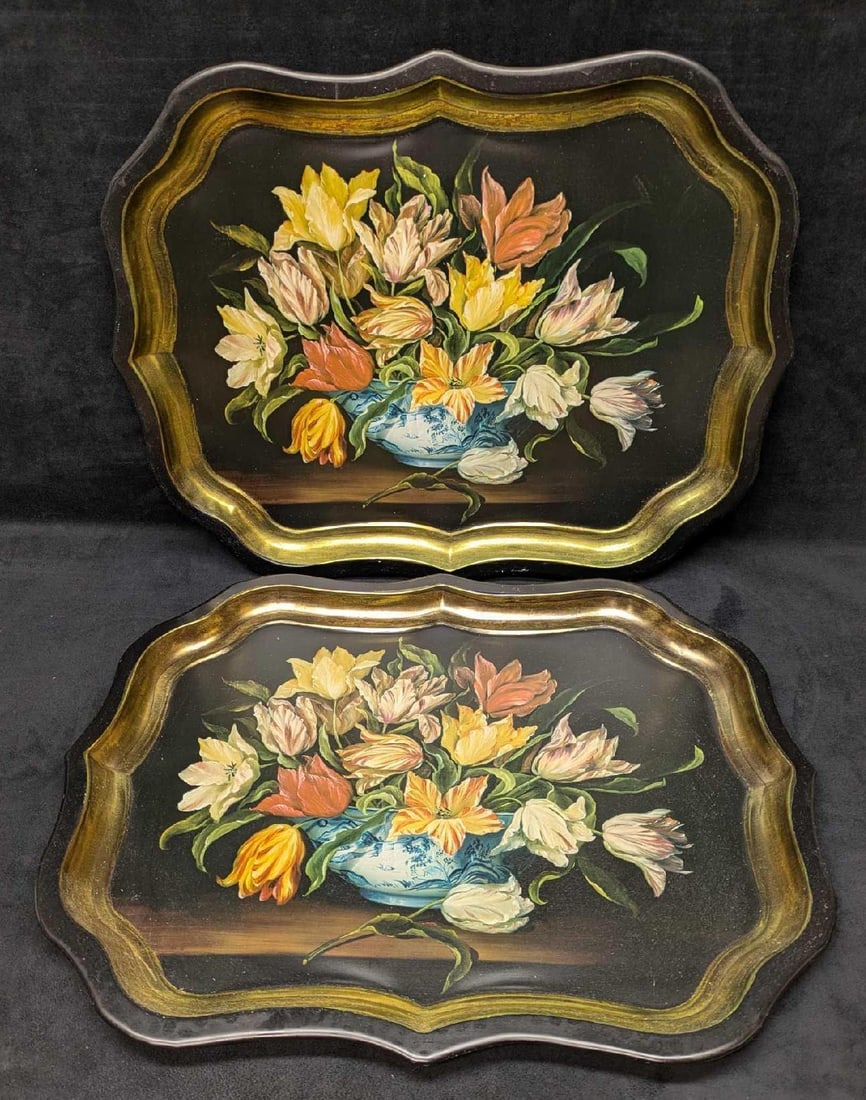 2 Sherwood Studios Made In England Flowers By Mimi Roberts Metal Trays (1 of 9)