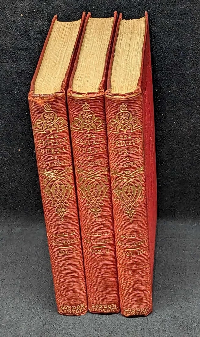 3 Volumes Of Th Private Journal Of F.S. Larpent HC: 3 Volumes Of Th Private Journal Of F.S. Larpent HC. This was edited by Sir George Larpent, Bart, and published by Richard Bentley (London) in 1853. These hardcovers are approx 5 1/4" x 1" x 8" each an
