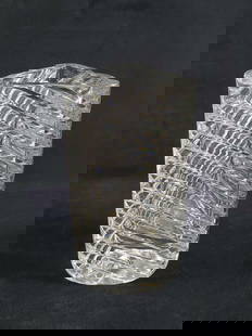 Vintage ROGASK Crystal 3Sided Triangle Shaped Vase: This 3 sided vase marked Rogaska depicts a lovely cut design that reflects beautifully. In very good condition with no known damages such as scuffs, chips or cracks. Measures approx 3 3/4" 3