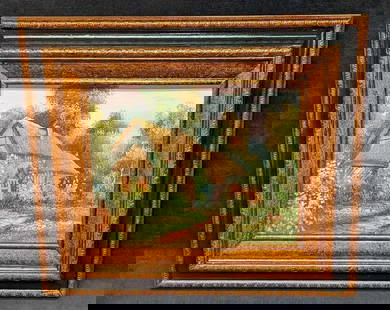 Framed Original Ragey Oil On Canvas Cozy Cabin: Framed Original Ragey Oil On Canvas Cozy Cabin. This one is signed by the artist on the bottom right. The framed original is approx 15 3/8" x 1 1/4" x 13 1/4" and it weighs 1.60 lbs. The back is