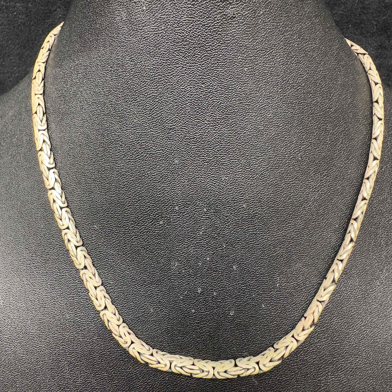 Indonesia 925 BA Sterling Byzantine Link Cable Chain Necklace: This item is in good pre-owned, previously used/displayed condition with noticeable light wear, and surface scratches. Please reference all photos for full details. This piece of jewelry has been test