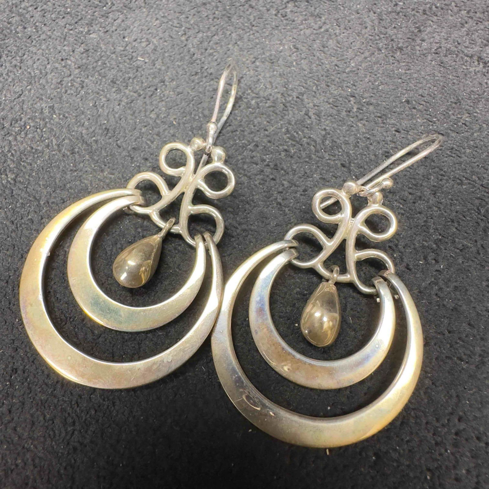 ATI Mexico Sterling Ornate Open Circle Tear Drop Style Dangle Earrings (1 of 6)