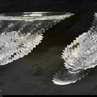Lalique Dampierre 5" Crystal Vase: Lalique Dampierre 5" Crystal Vase "Dampierre" vase by Lalique, in clear crystal with their signature frosted glass. The vase stands approximately 5" tall and weighs approximately 2.5