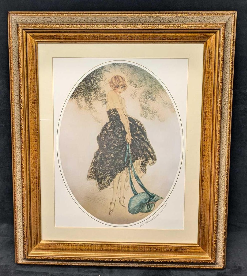Framed Louis Icart Le Bonnet Bleu Lithograph (1 of 5)