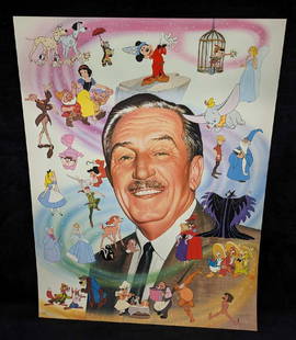 Walt Disney Poster Portrait Classic Characters: Walt Disney Poster Portrait Classic Characters. The poster shows Walt Disney surrounded by several famous characters from his studio. Poster is approx 18" x 24" and it weighs under one pound at 0