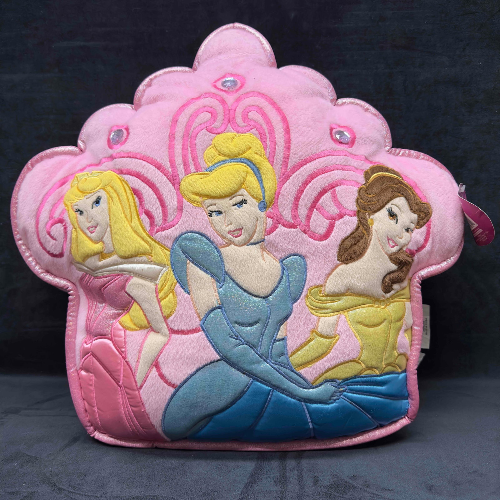 Disney Princess Cinderella Belle Aurora Floor Cushion Pink Pillow: Disney Princess Cinderella Belle Aurora Floor Cushion Pink Pillow. Original tag still intact. Light stains and marks due to storage. This item is in good pre owned, previously displayed condition with