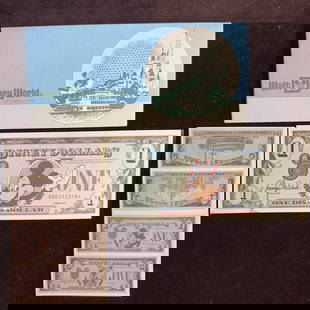 1987 Series DA Disney Dollar $1 Bill Waving Mickey Mouse Walt Disney World Envelope Key Facts Card: 1987 Series DA Disney Dollar $1 Bill Waving Mickey Mouse with Walt Disney World Envelope. Waving Mickey Disney dollar comes with original envelope and 1987 Disney Dollars key facts card. This item is