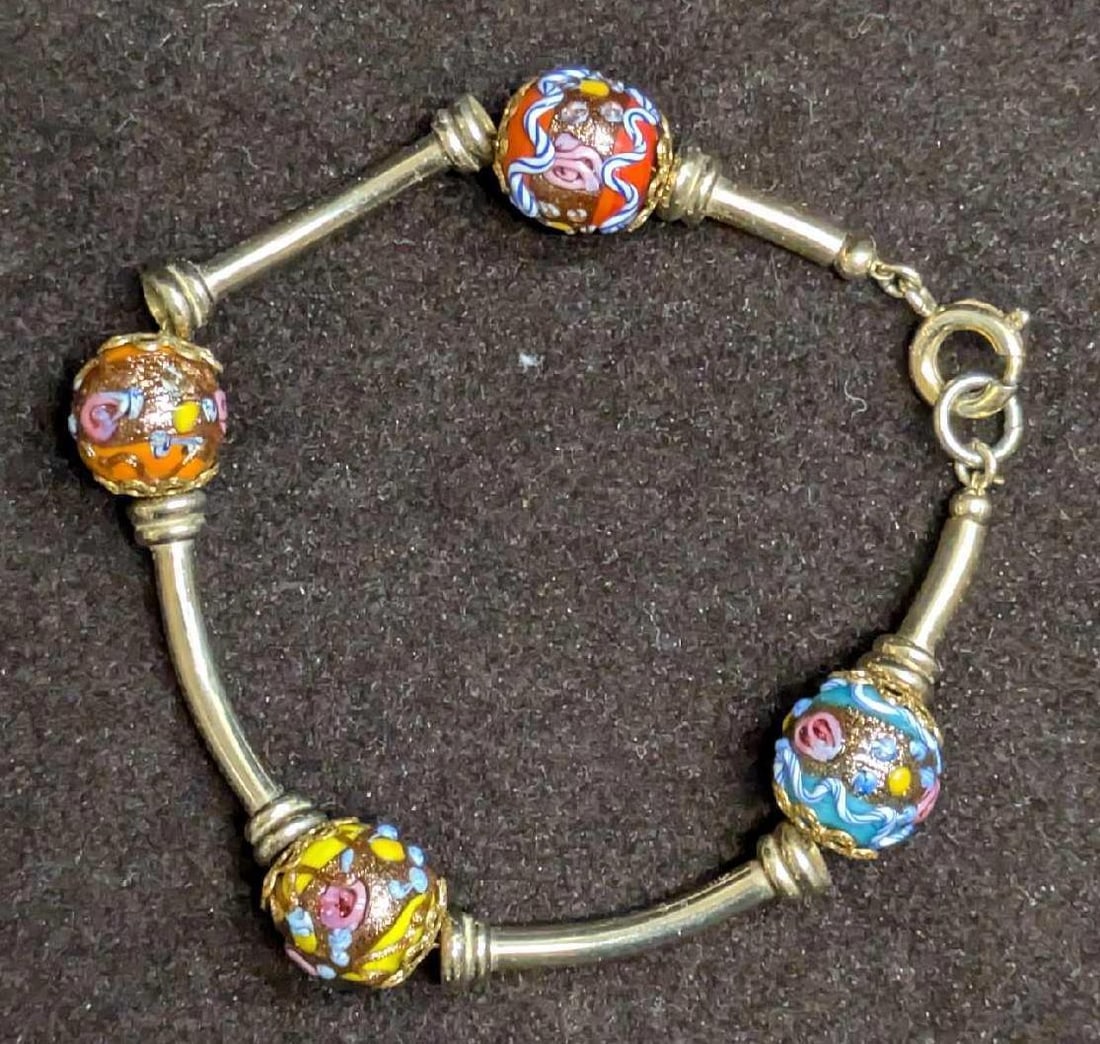 Vintage Italian Murano Art Glass Bead Bracelet RTC11 (1 of 3)