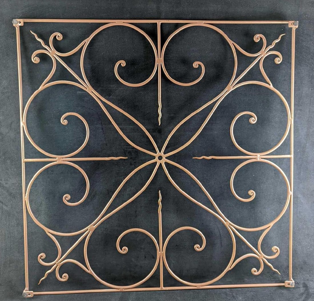 Vintage Iron Wall Sculpture: Vintage Iron Wall Sculpture. Maker and date of creation is unknown. Is approx 36" x 1 1/2" x 36" and it weighs 17.50lbs. Comes with screws for easy hanging. The wall sculpture is in a good, used condi