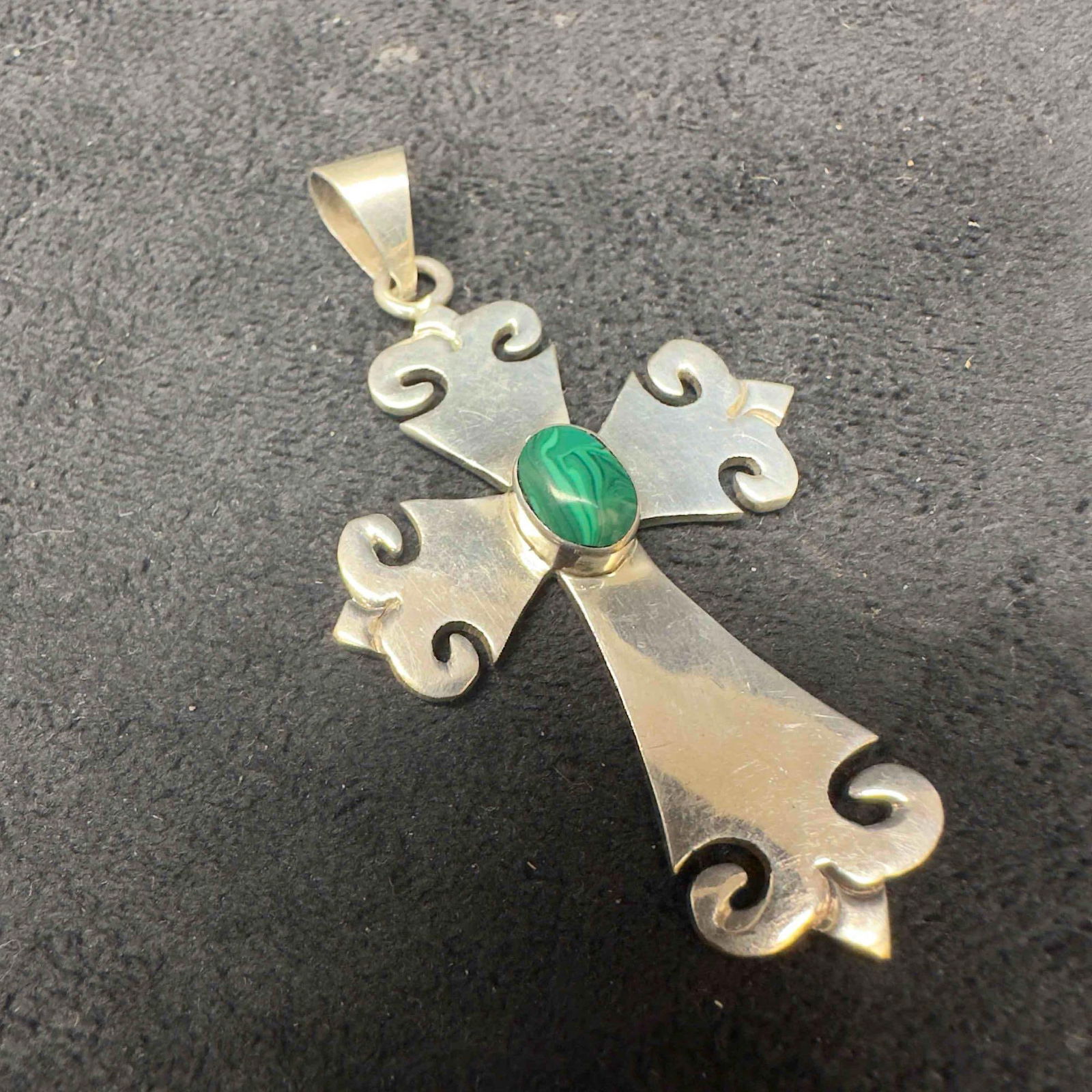 925 Malachite Mexico Sterling Silver Cross Pendant B72 (1 of 7)