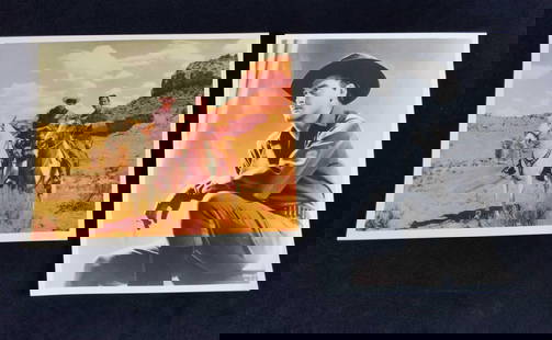 Vintage Lone Ranger Errol Flynn Publicity Photos: This lot includes:  (1) Classic Publicity Photo Of The Lone Ranger (Clayton Moore) And Tonto (Jay Silverheels) on their horses. Photo is approx 10&#34; x 8&#34;. Photo has very light creases on the ed