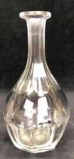 Crystal Decanter Missing Stopper: This lot contains a crystal decanter. This decanter is the perfect addition to any home bar or bar cart. It is approx 2 3/4" x 2 3/4" x 8" and weighs about 1.5lbs. The decanter is in good used co
