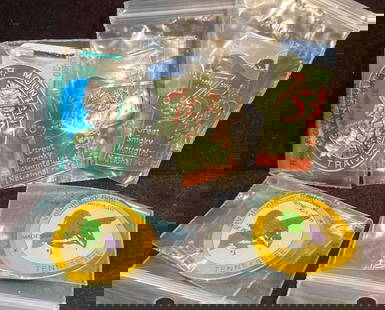 Bundle Of Five Hiking Stick Medallions (F18): This lot contains a Bundle Of Five Hiking&nbsp;Stick Medallions (F18). The Medallions&nbsp;fit together in a small 6 3/4" x 4 1/4" plastic bag and altogether they weigh about 0.04lbs. Overall the Hiki
