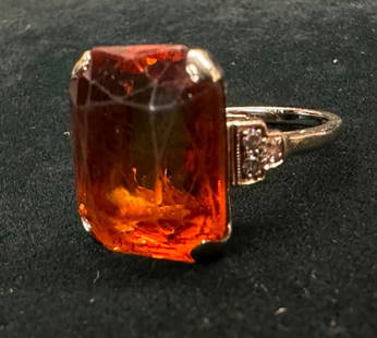 14k White Gold Citrine Ring: This piece of jewelry has been tested and researched prior to listing. Please view all our pictures they are part of our description. DETAILS: Metal - 14k Gold Color - White/Silver Stones - Citrine (