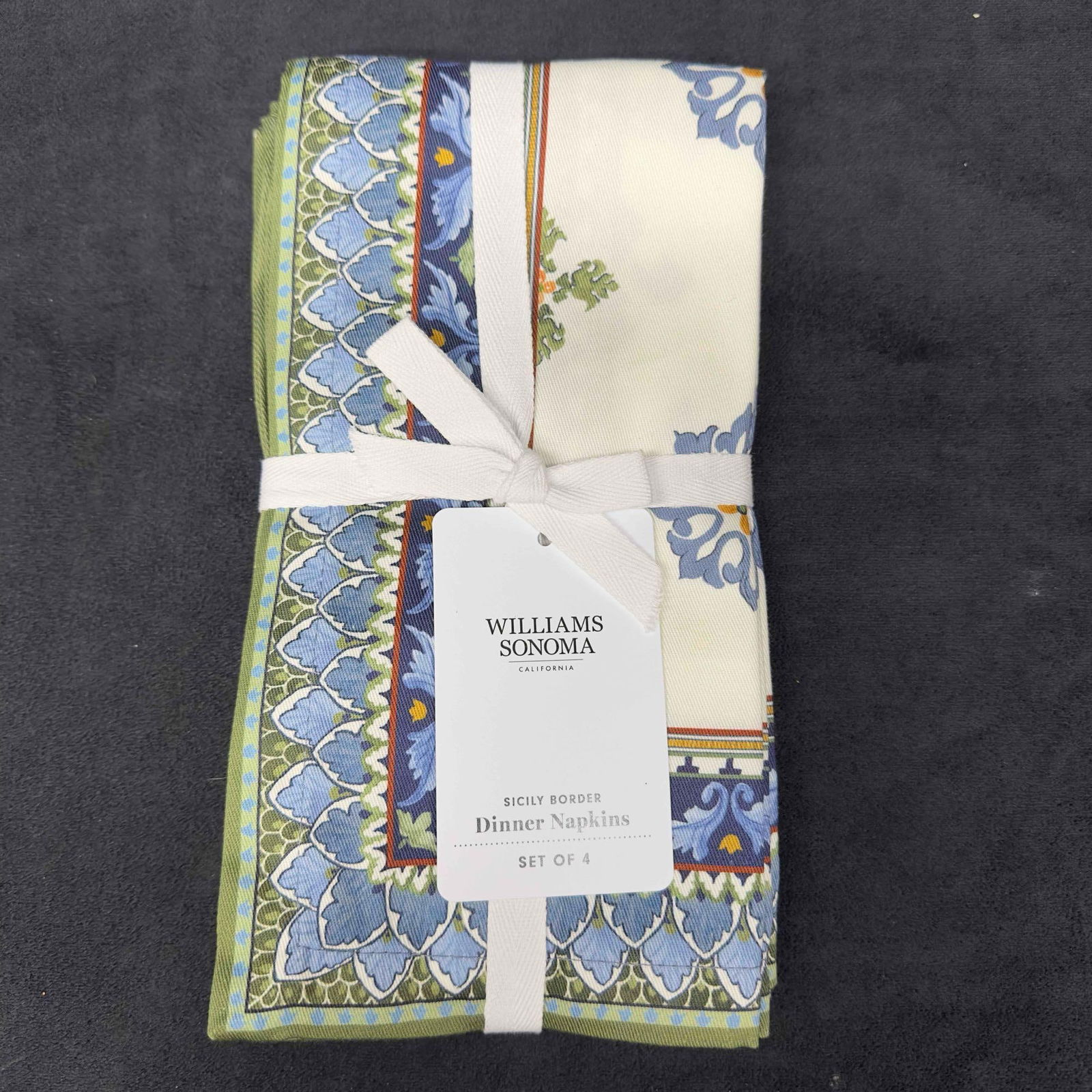 Williams Sonoma Sicily Verdi Border Dinner Napkins Set of 4 Four Italy (1 of 5)