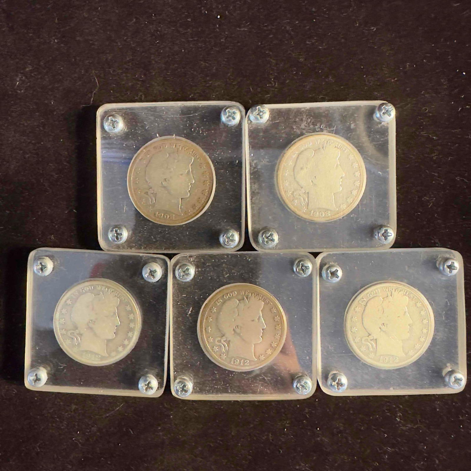 Lot of 5 Five 1908-1912 Barber Half Dollars Coin Collection of Coins (1 of 5)