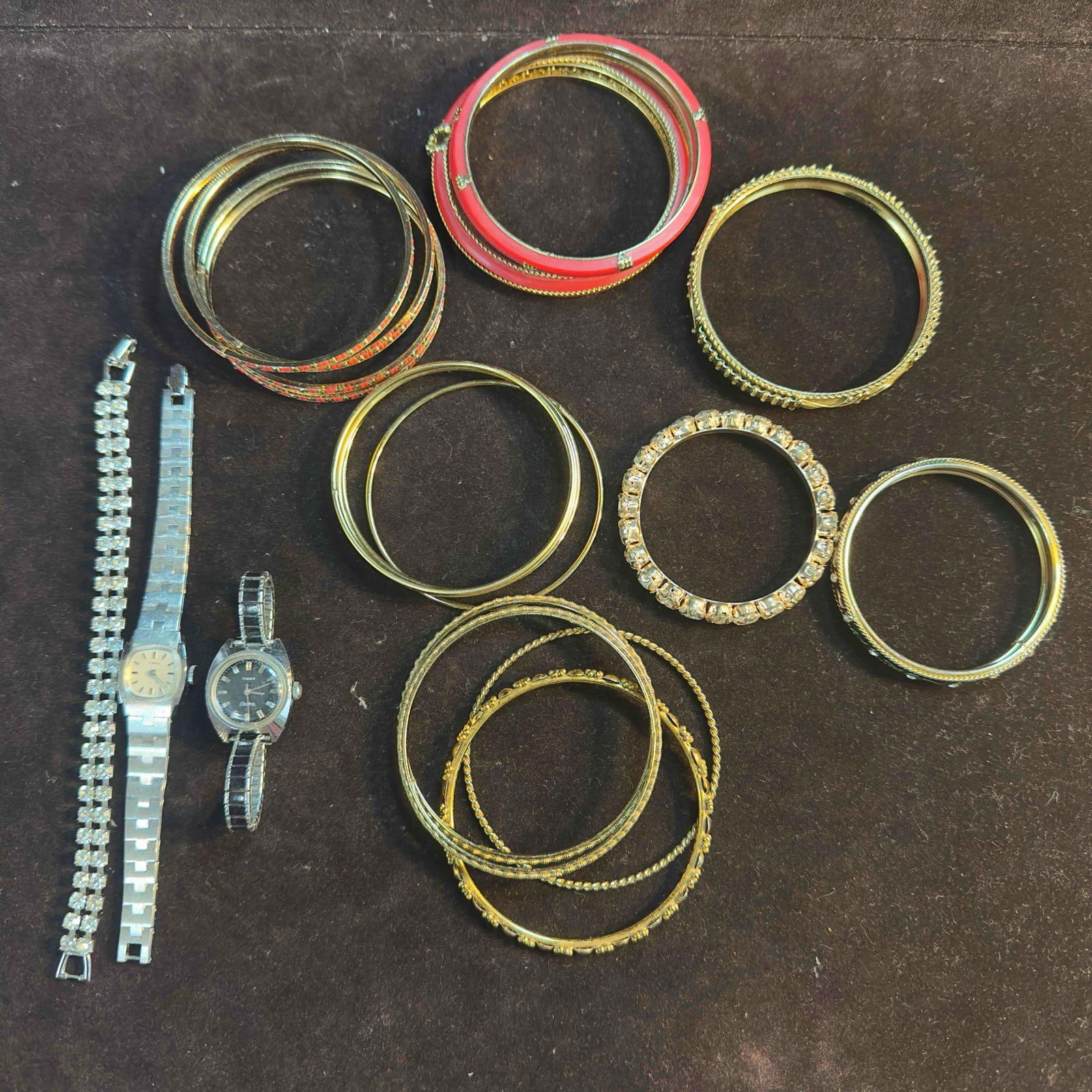 Collection of Costume Jewelry Bracelets Set Lot of 22 Twenty Two Watches and Rhinestone Bracelet (1 of 8)