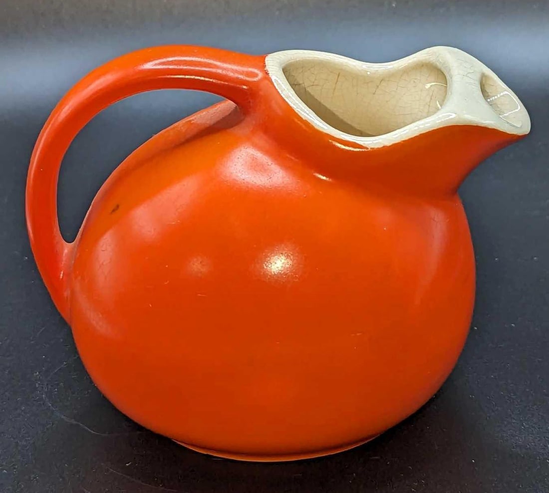 Vintage Pottery Orange Water Pot Pitcher (1 of 7)