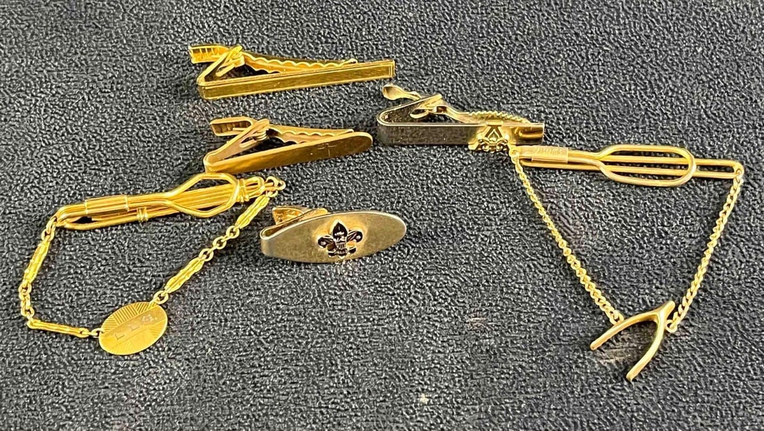 Six Vintage Tie Clips Veteran Tie Clip, Wishbone (1 of 8)