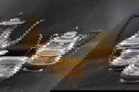Vintage Silver-Plated Tea Set Sheffield Tea Set: Vintage Silver-Plated Tea Set Sheffield Tea Set  This tea set is from Sheffield England from the brand Sheffield. This is a silver-plated set in fair condition, it is tarnished with one missing a lid.