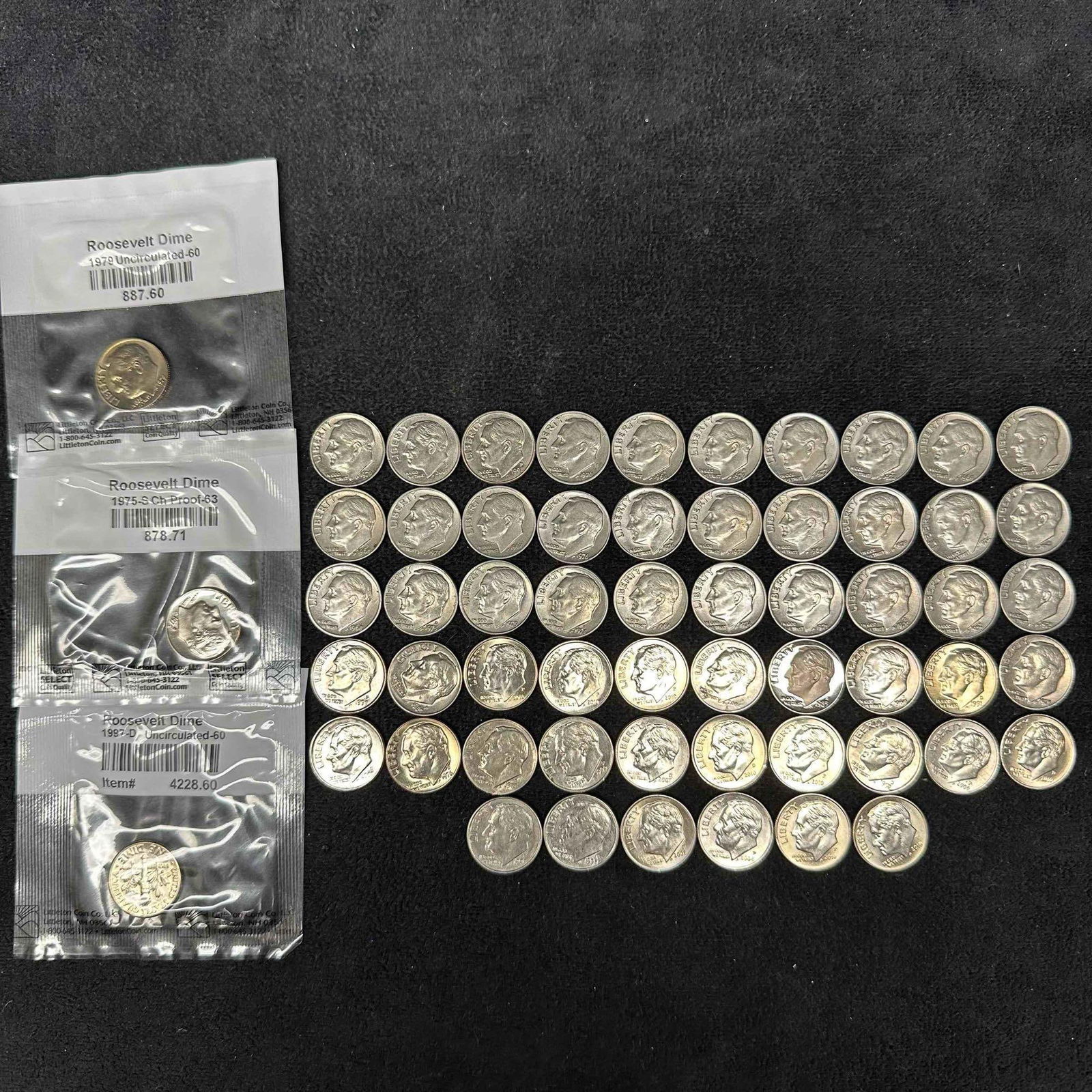 Fifty Nine Roosevelt Dime Coin Collection 59 Coins Dimes Set (1 of 7)