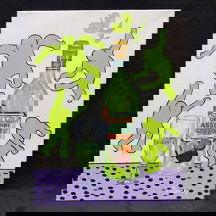 Absente Original Acrylic On Canvas Painting By John Pacovsky Based Off Keith Haring Artwork: Absente Original Acrylic On Canvas Painting By John Pacovsky Based Off Keith Haring Artwork. John Pacovsky acrylic on canvas Absente painting based off Keith Haring&#39;s artwork. The original piece s
