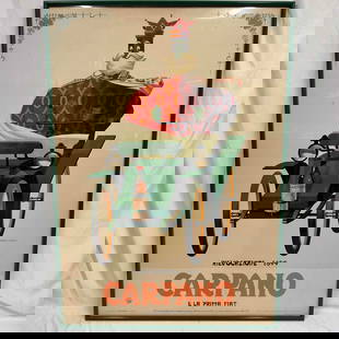 Original 1950's Italian Vermouth Carpano E La Prima Fiat Poster Armando Testa: Original 1950&#39;s Italian Vermouth Carpano E La Prima Fiat Poster Armando Testa. An original Italian Vermouth advertising poster for Carpano, circa 1950s. Known as the king of vermouth, the poster f