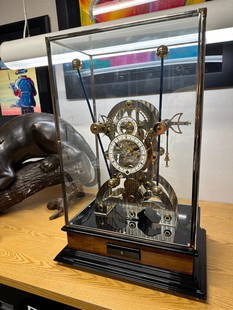 ProClocks Limited Edition "Regal Grasshopper": ProClocks Limited Edition &#34;Regal Grasshopper&#34;  This large clock with double grasshopper pendulum escapements is limited edition #1 of 20 built. In good condition, with some light scuffing wher