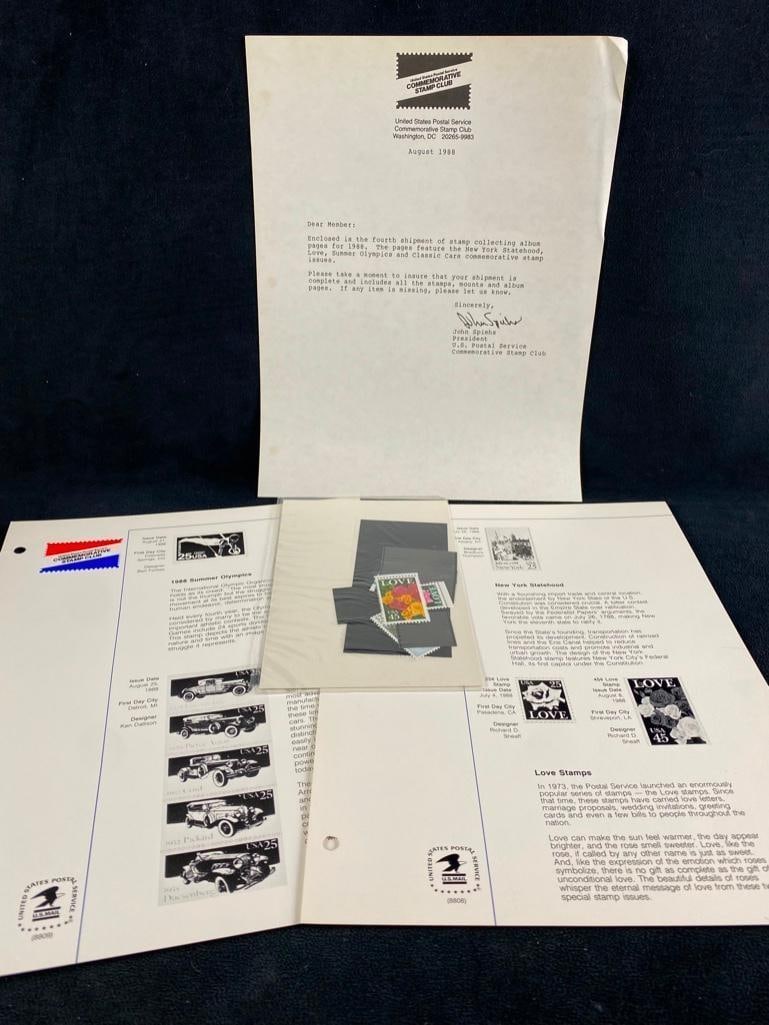 USPS Commemorative Stamp Club August 1988 (1 of 4)