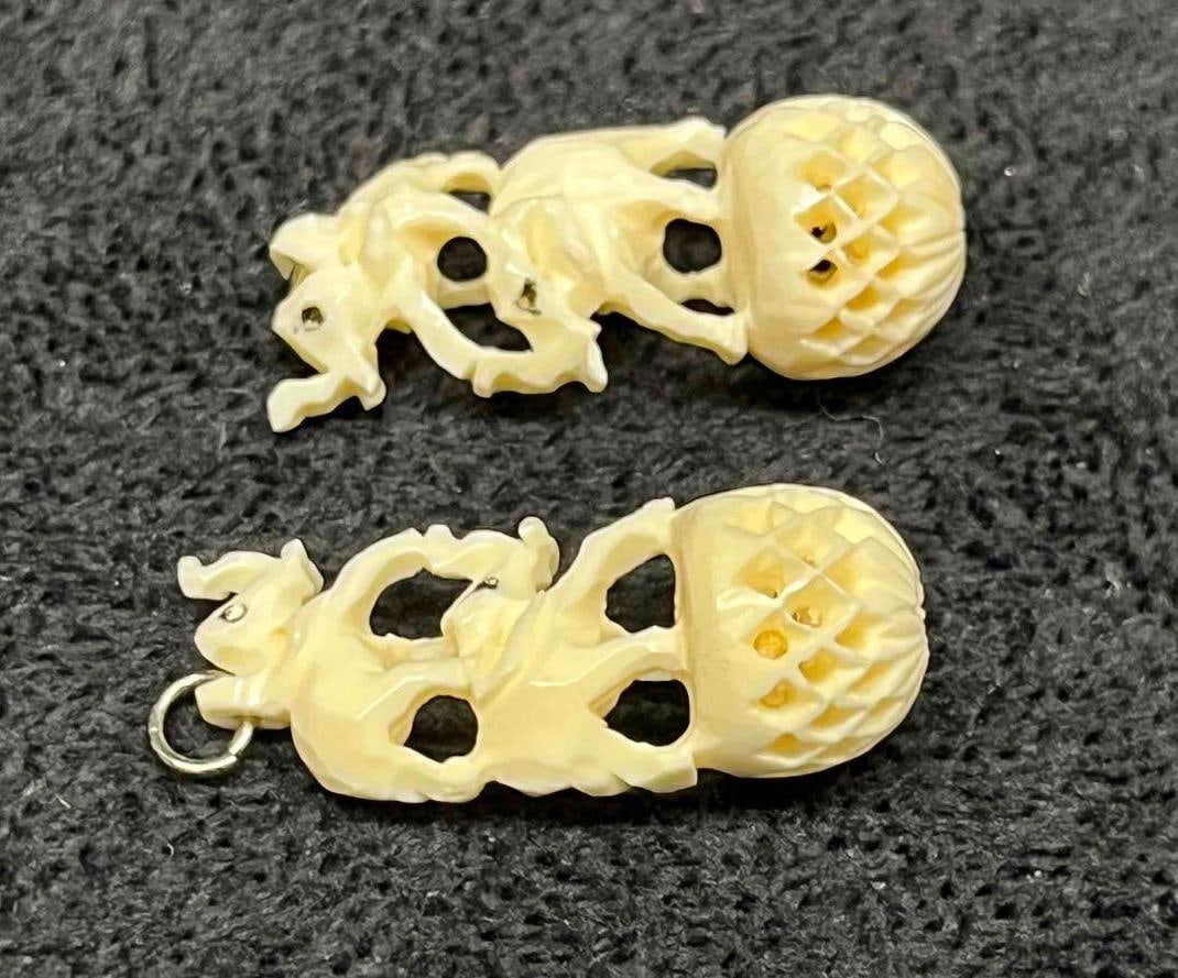 Hand Carved Bone Elephant Drop Earrings Need Repair (1 of 10)