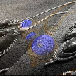 Lapis Lazuli Sterling Silver 925 Italy Necklace and Earrings Set Z99