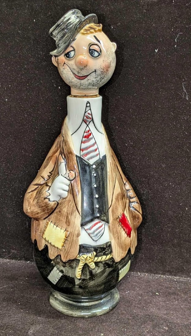 Vintage Old Hobo Handpainted Ceramic Decanter: Vintage Old Hobo Handpainted Ceramic Decanter. This is 5" x 5" x 12 7/8" and it weighs 1.06lb. The decanter has no chips or cracks. 