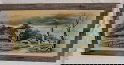 Framed Original Acrylic On Canvas Farm