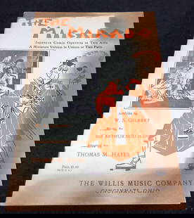 "The Mikado" Song Book - Japanese Comic Operetta in Two Parts - The Willis Music Company (A): "The Mikado or The Town of Titipu" Song Book / Setlist / Vintage Sheet Music - Japanese Comic Operetta in Tow Acts, A Miniature Version in Unison or Two Parts. Libretto by W. S. Gilbert. Music by Sir