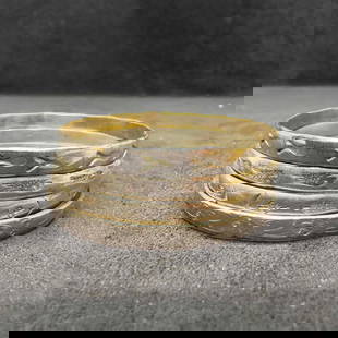 Etched Floral Fish Design Sterling Silver Bangle Bracelet Set Lot of Four 4 C29: These items are in good pre-owned, previously used/displayed condition with noticeable light wear, and surface scratches. Please reference all photos for full details. These pieces of jewelry have bee