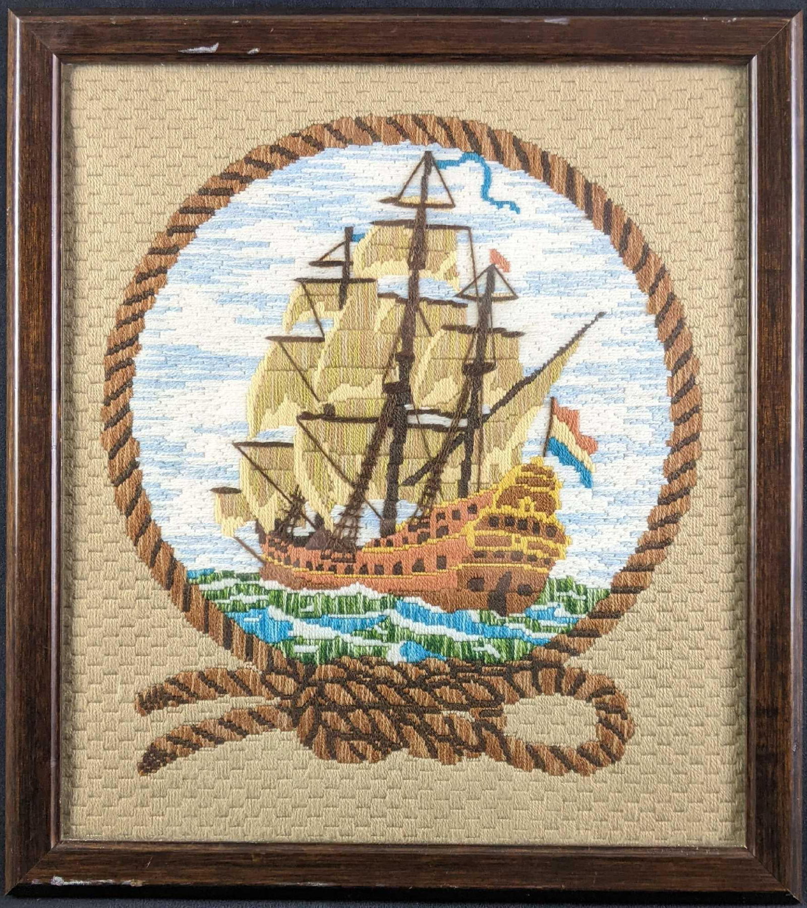 Embroidered Folk Art Nautical Ship Art (1 of 7)