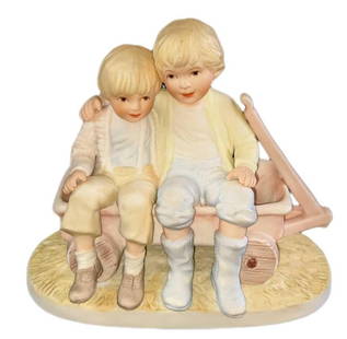 Brothers by Frances Hook Roman Porcelain Figurine: Brothers by Frances Hook Roman Porcelain Figurine. Made in 1983 by Roman Inc. Is approx 6" x 3" x 5" and it weighs under one pound at 0.91lb. The figurine is in a good, vintage condition with light ma