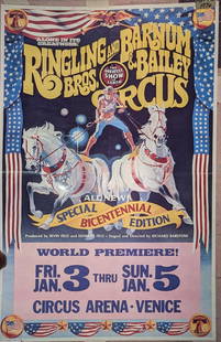 Ringling Brothers Barnum Circus Poster Transparency C: Ringling Brothers Barnum Circus Poster Transparency C.&nbsp;Here is an original Kodak Ektachrome Duplicating Film Transparency of a Ringling Brothers And Barnum Circus Poster that shows a man in costu
