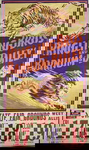 Ringling Brothers Barnum Circus Poster Transparency Lions Tigers B: Ringling Brothers Barnum Circus Poster Transparency Lions Tigers B. An original Kodak Ektachrome Duplicating Film Transparency of a Ringling Brothers And Barnum Circus Poster that shows a charging lio