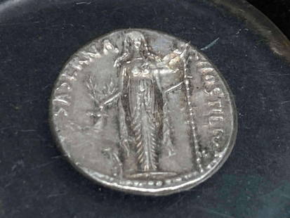 Moneyer issues of Imperatorial Rome. L. Hostilius Saserna. 48 BC: Moneyer issues of Imperatorial Rome. L. Hostilius Saserna. 48 BC. AR Denarius (17mm, 3.95 g, 6h). Rome mint. Bare head of Gallia right; carnyx (Gallic trumpet) to left / Diana (Artemis) of Ephesus
