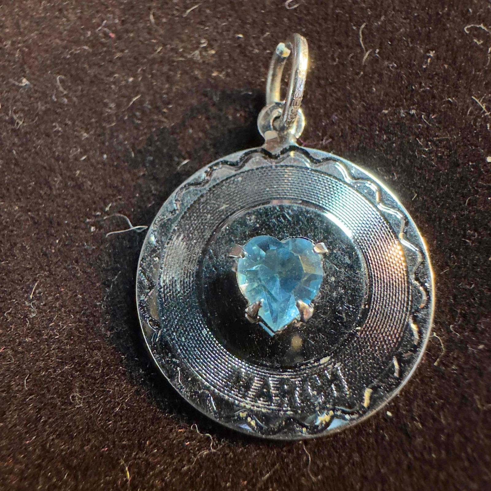 March Heart Birthstone Sterling Silver Necklace Pendant Blue Rhinestone Charm (1 of 5)