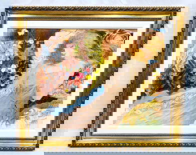 Large Framed Mixed Media Painting "Song Of flowers 2" By Q. Sun: This lot contains a Large Framed&nbsp;Mixed Media Painting "Song Of Flowers 2" By Q. Sun.&nbsp;The frame is approx 33 1/2" x 39 1/4" while the artwork itself is approx 23 1/4" x 29 1/2". Altogether th