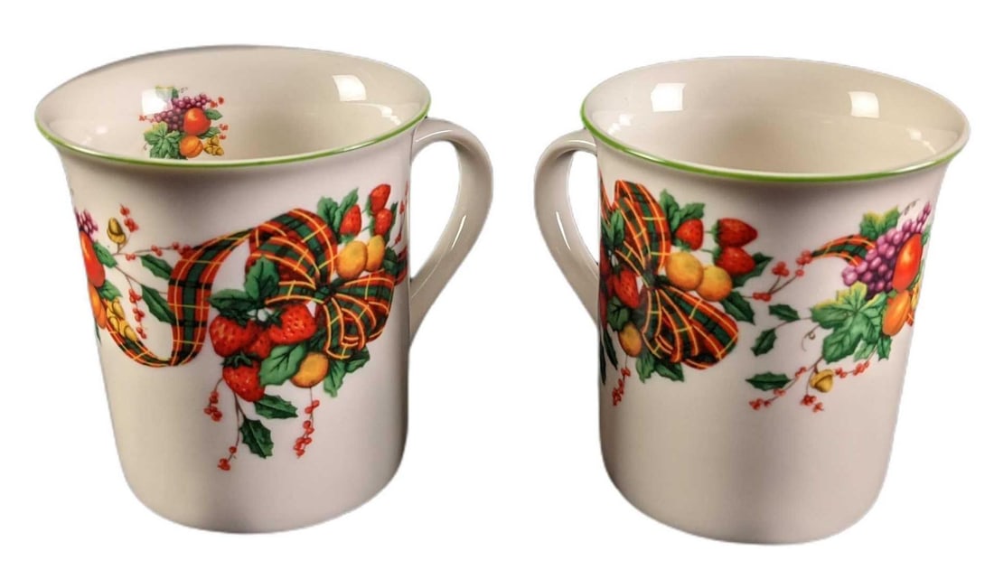 Two William James Stonewear Fruit & Grim Trim Mugs (1 of 8)