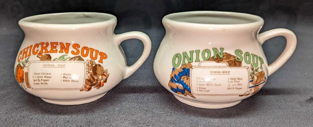 Vintage Onion & Chicken Stoneware Soup Bowls (1 of 9)