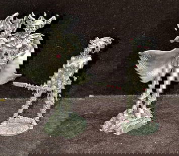 Hudson And Rawcliffe Dragon Master And Woman Warrior Figurines: Hudson And Rawcliffe Dragon Master And Woman Warrior Figurines. This lot includes:  (1) Hudson Pewter Dragon Master Figurine. This is approx 3 3/4&#34; x 2 1/2&#34; x 5&#34;. (1) Rawcliffe Pewter Woma