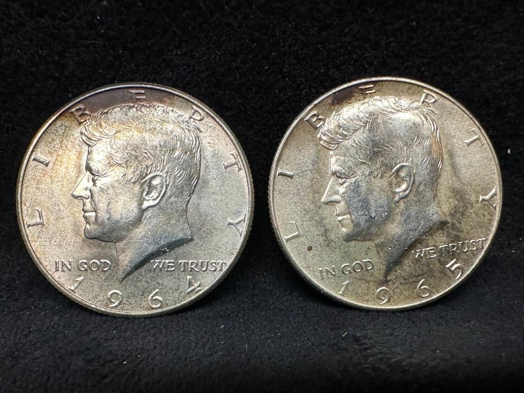 Kennedy Half Dollar Pair 1964 & 1965 Unc. (1 of 2)