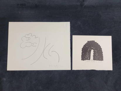 Peter Bodnar Lithograph: Peter Bodnar lithograph lot of 2. In good condition with an acid stain and another mark in the upper right hand corner. Largest approx. measures 11&#34; x 8 1/2&#34;, smallest measures 7&#34; x 6&#34;